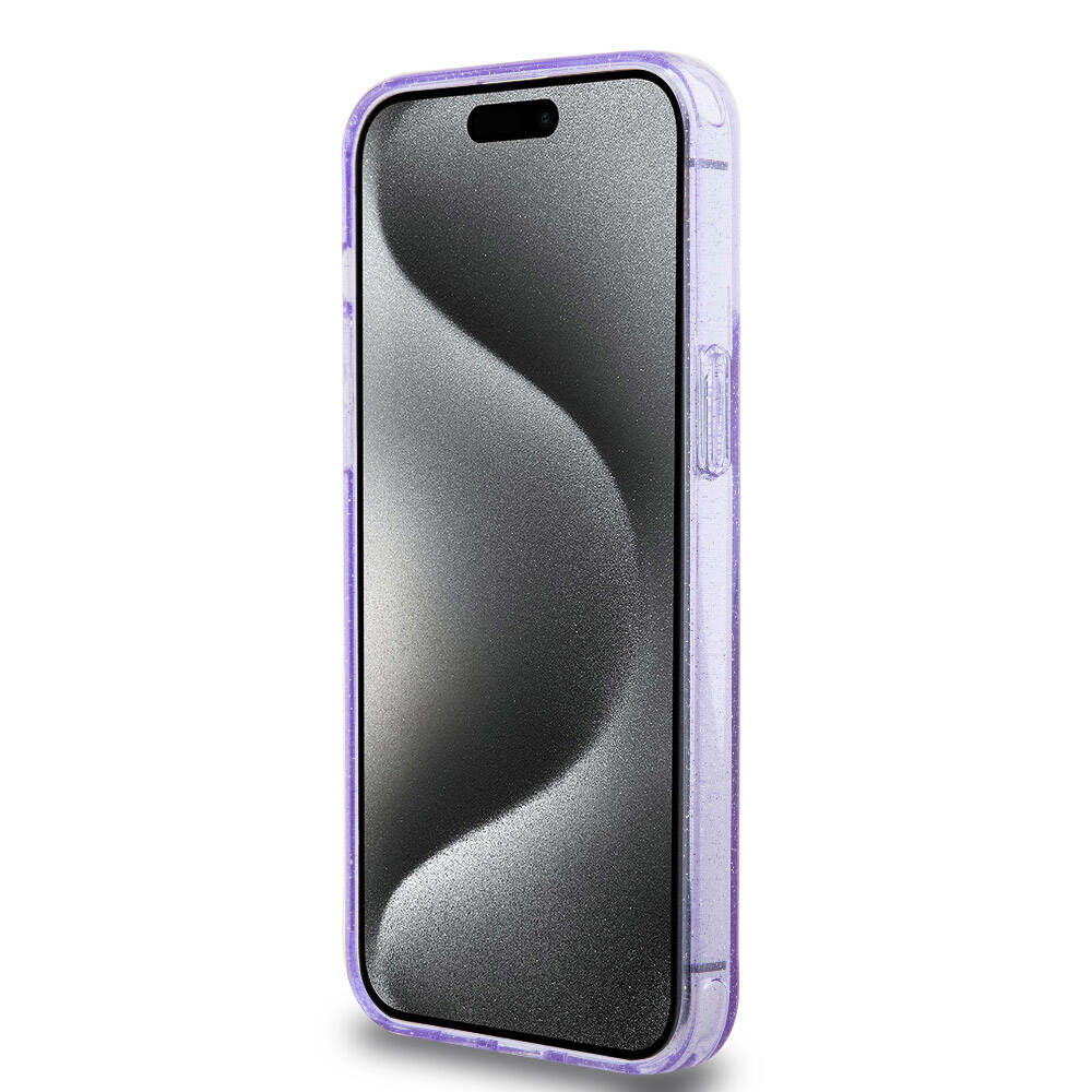 Apple iPhone 15 Pro Max Kılıf Guess Orjinal Lisanslı M-safe Şarj Özellikli Simli Arka Yüzey Ring Standlı Kapak - Görsel 5