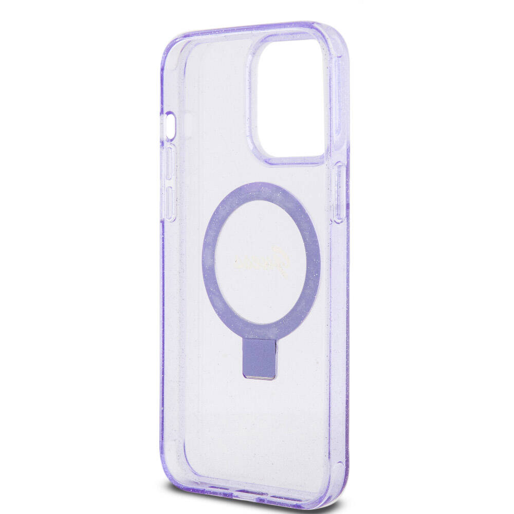 Apple iPhone 15 Pro Max Kılıf Guess Orjinal Lisanslı M-safe Şarj Özellikli Simli Arka Yüzey Ring Standlı Kapak - Görsel 7