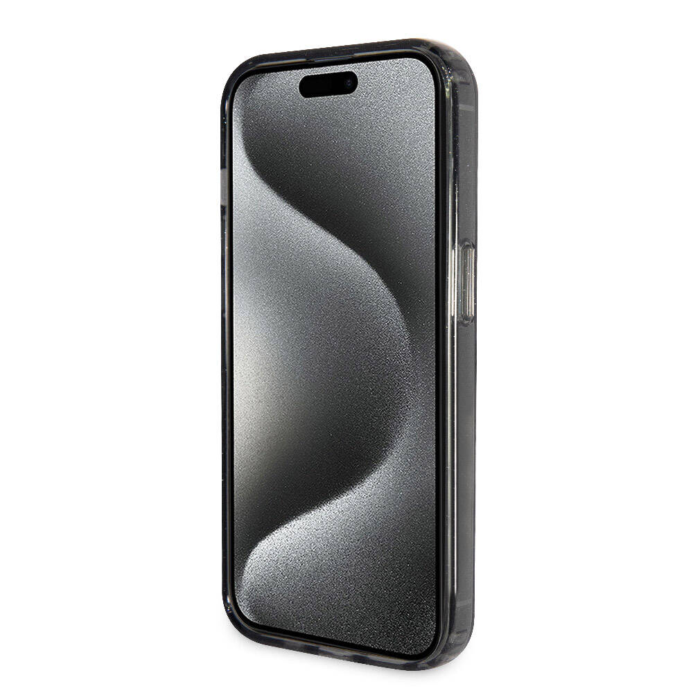 Apple iPhone 15 Pro Max Kılıf Guess Orjinal Lisanslı M-safe Şarj Özellikli Simli Arka Yüzey Ring Standlı Kapak - Görsel 12