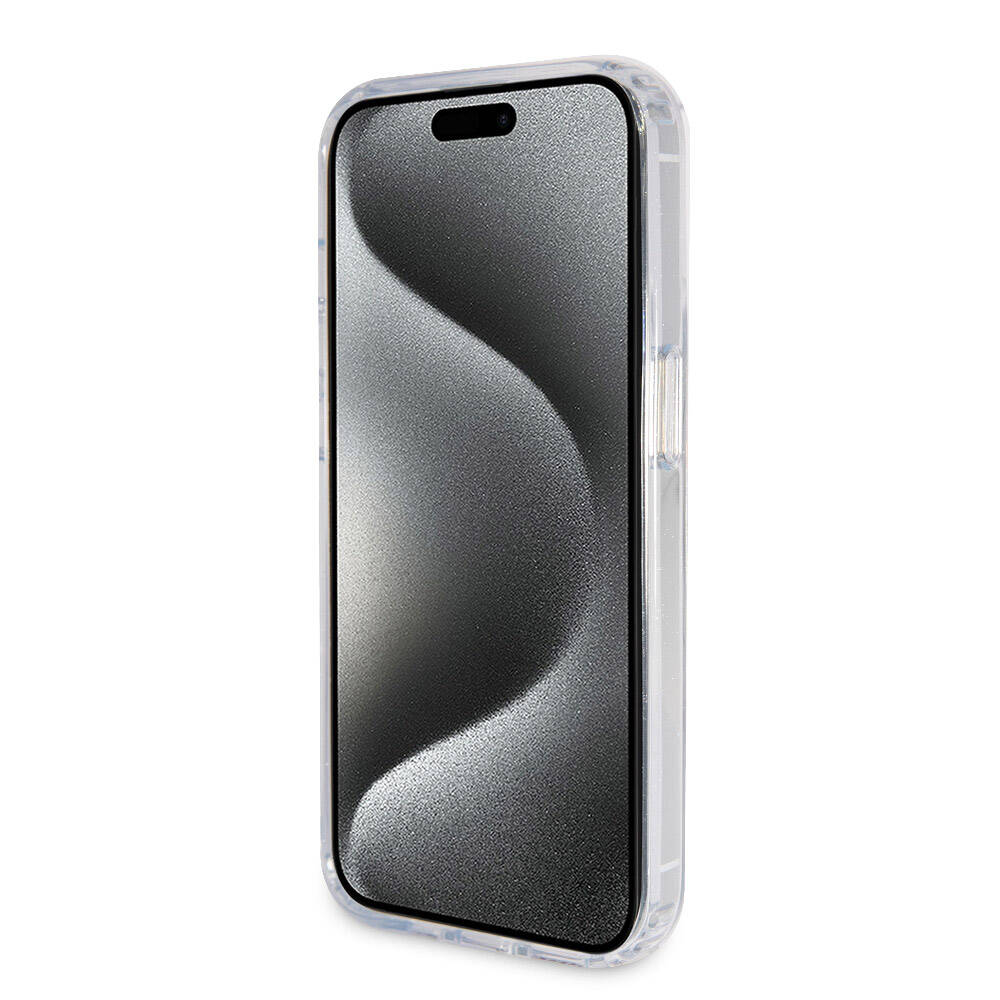 Apple iPhone 15 Pro Max Kılıf Guess Orjinal Lisanslı M-safe Şarj Özellikli Simli Arka Yüzey Ring Standlı Kapak - Görsel 19