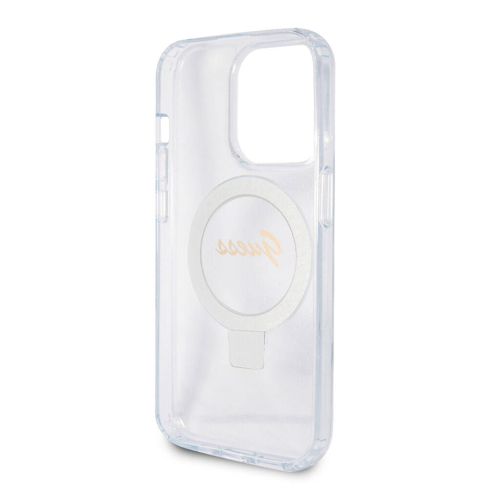 Apple iPhone 15 Pro Max Kılıf Guess Orjinal Lisanslı M-safe Şarj Özellikli Simli Arka Yüzey Ring Standlı Kapak - Görsel 21