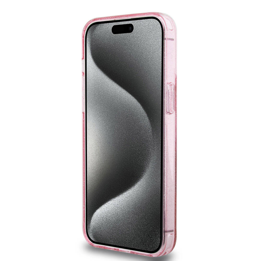 Apple iPhone 15 Pro Max Kılıf Guess Orjinal Lisanslı M-safe Şarj Özellikli Simli Arka Yüzey Ring Standlı Kapak - Görsel 26