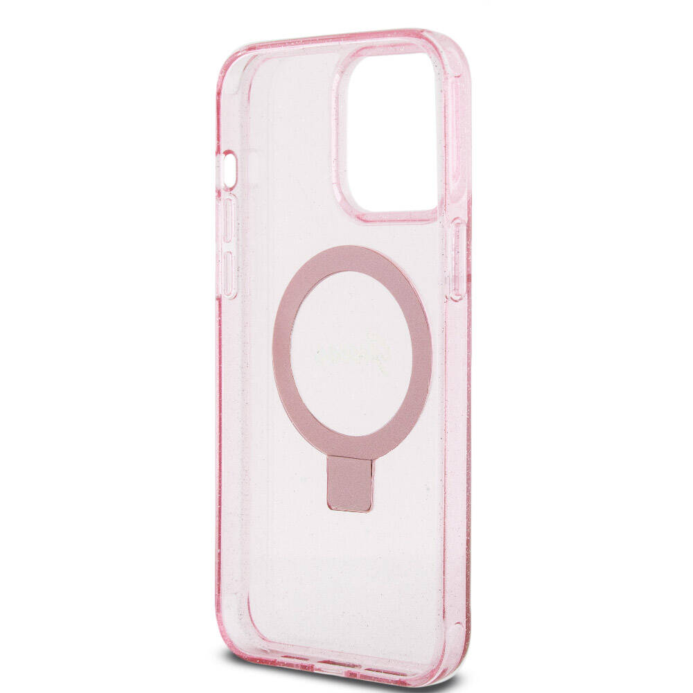 Apple iPhone 15 Pro Max Kılıf Guess Orjinal Lisanslı M-safe Şarj Özellikli Simli Arka Yüzey Ring Standlı Kapak - Görsel 28
