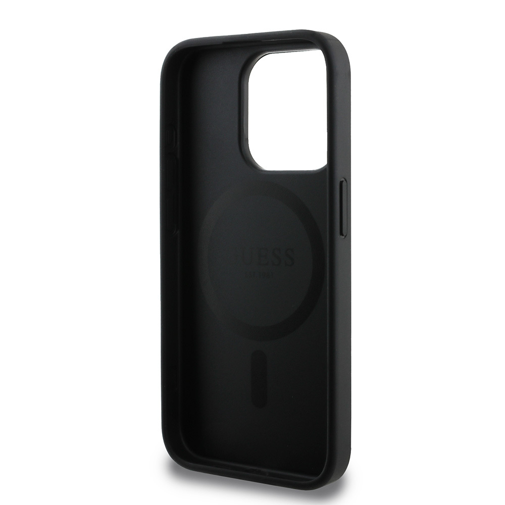 Apple iPhone 15 Pro Max Kılıf Guess Orjinal Lisanslı M-safe Şarj Özellikli Small 4G Classic Kapak