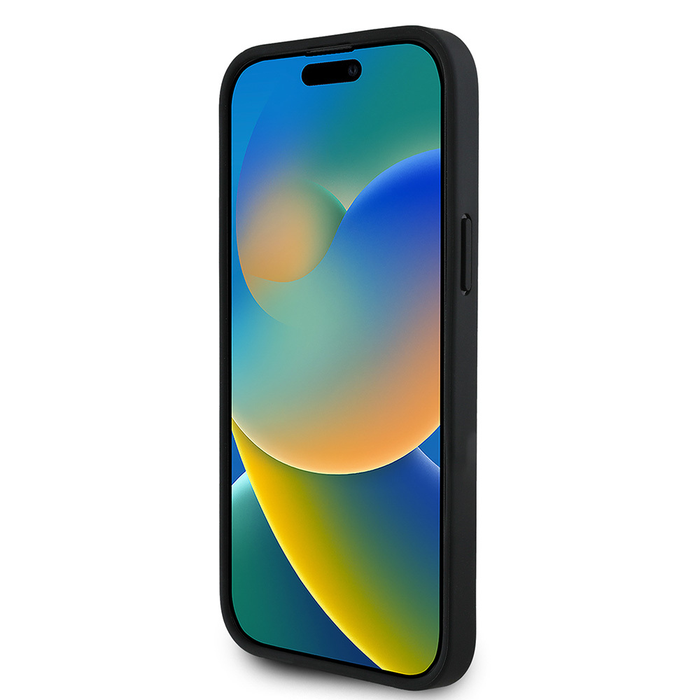 Apple iPhone 15 Pro Max Kılıf Guess Orjinal Lisanslı M-safe Şarj Özellikli Taneli Çiçek Tasarımlı Metal Yazı Logolu Kapak - Görsel 6
