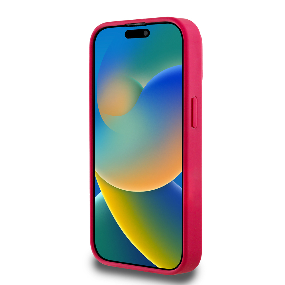 Apple iPhone 15 Pro Max Kılıf Guess Orjinal Lisanslı M-safe Şarj Özellikli Taneli Çiçek Tasarımlı Metal Yazı Logolu Kapak - Görsel 12