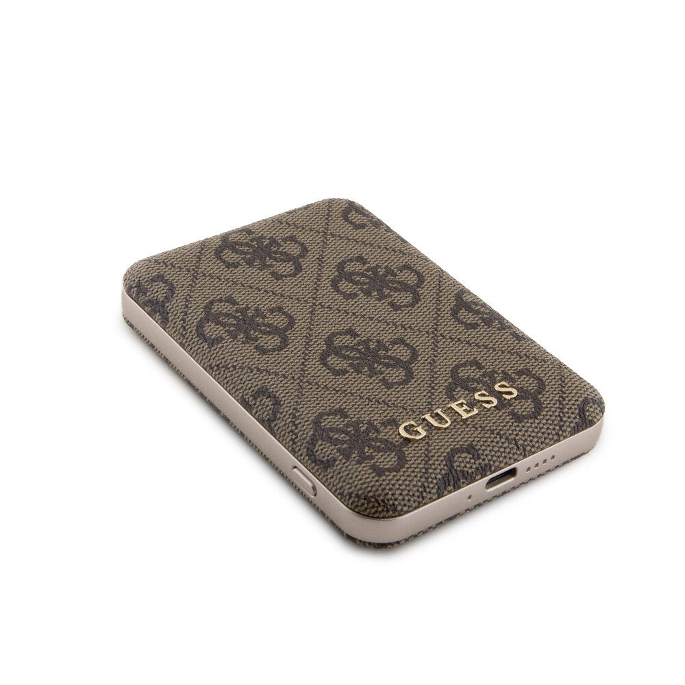 Apple iPhone 15 Pro Max Kılıf Guess Orjinal Lisanslı M-safe Şarj Özellikli Yazı Logolu 4G Desenli Kapak + Powerbank 5000mAh 2in1 Set - Görsel 22