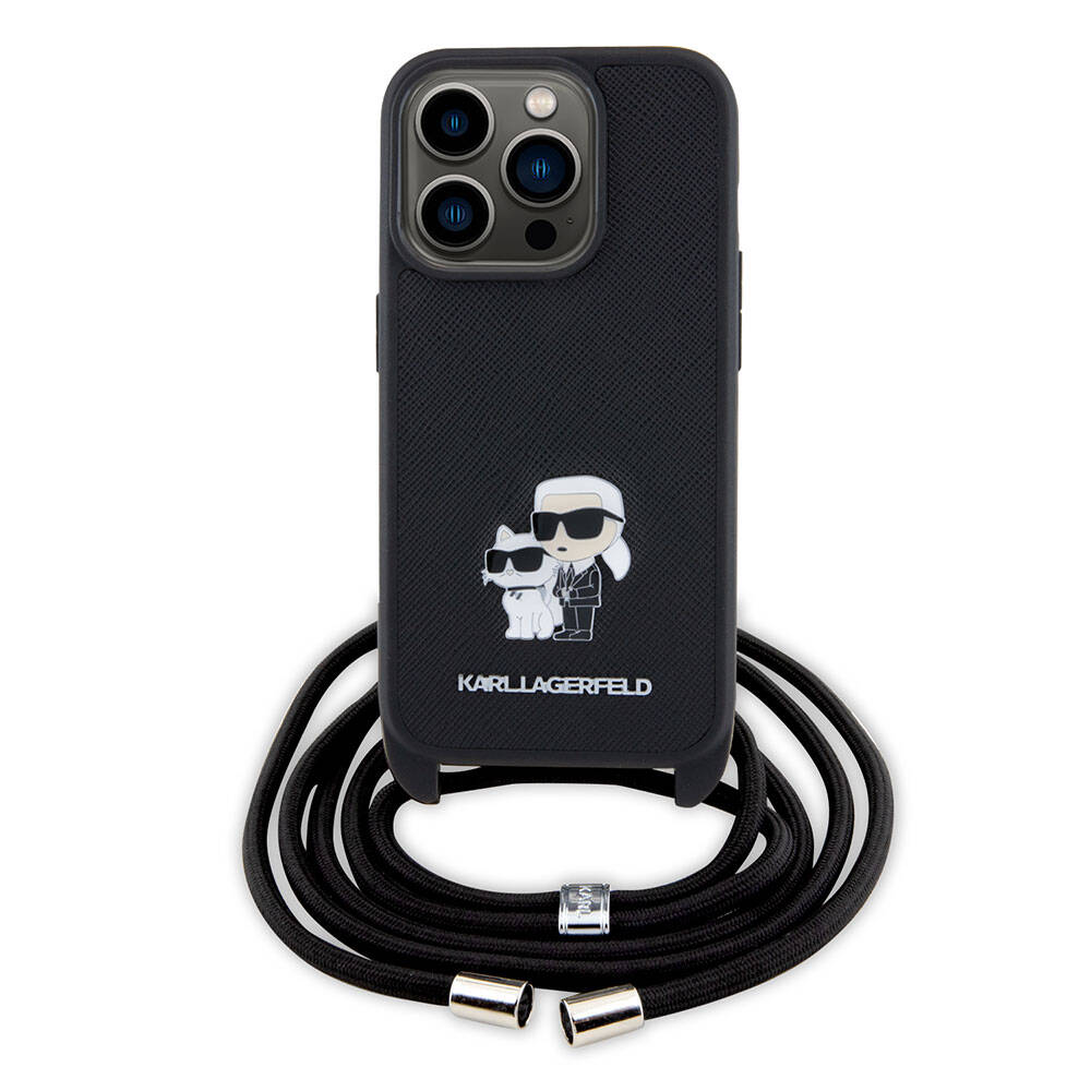 Apple iPhone 15 Pro Max Kılıf Karl Lagerfeld Askı İpli K&C Metal Logo Orjinal Lisanslı Kapak - Görsel 3