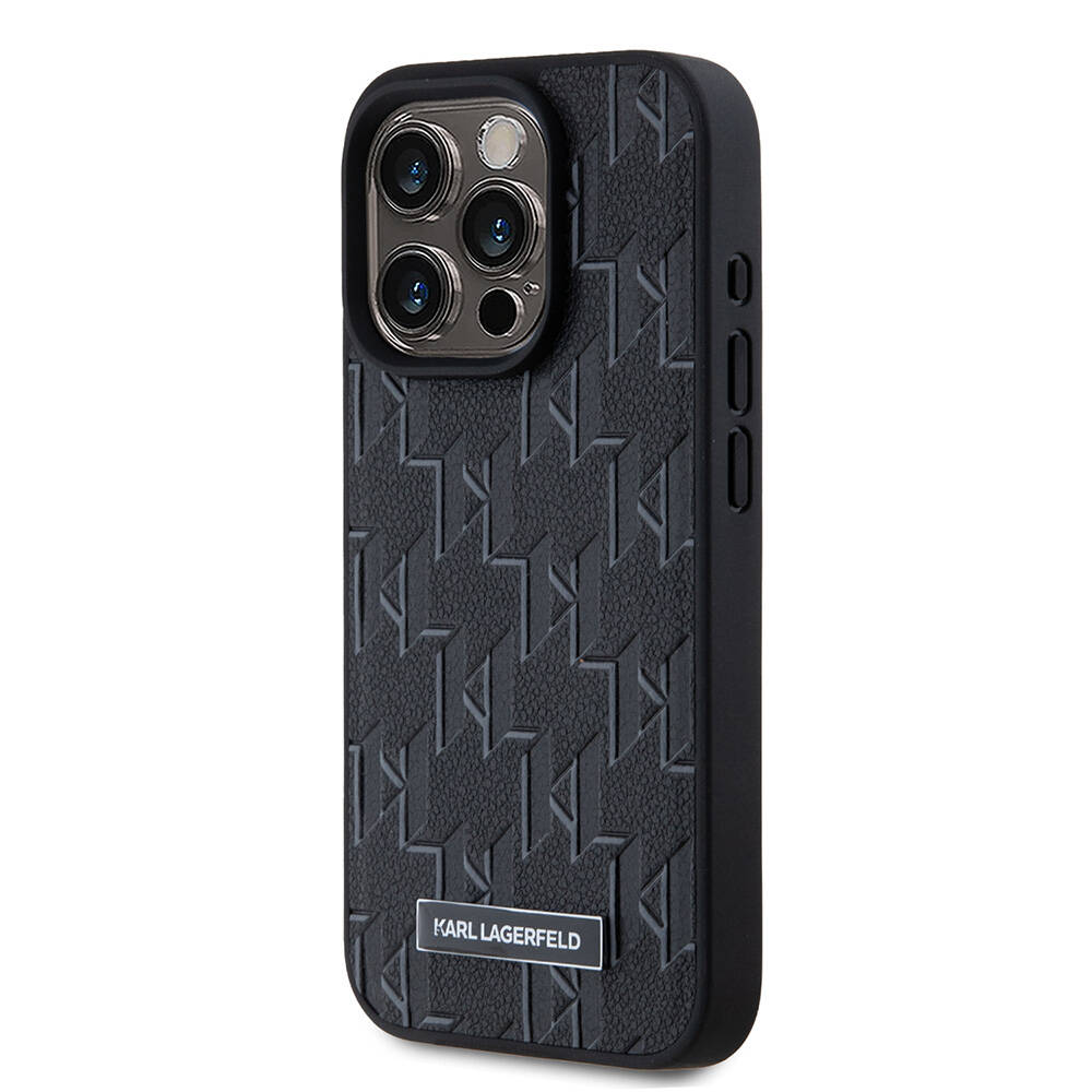 Apple iPhone 15 Pro Max Kılıf Karl Lagerfeld Orjinal Lisanslı M-safe Şarj Özellikli KL Yazılı Hot Stamp Kapak