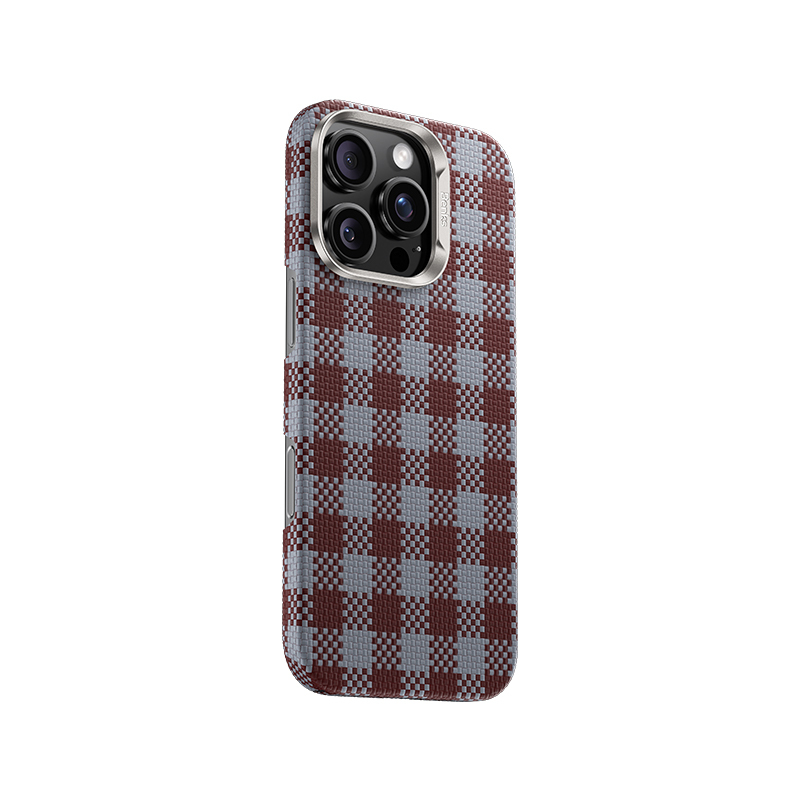 Apple iPhone 15 Pro Max Kılıf M-safe Şarj Özellikli Ekose Tasarımlı Benks ArmorVichy Kevlar Kapak - Görsel 5