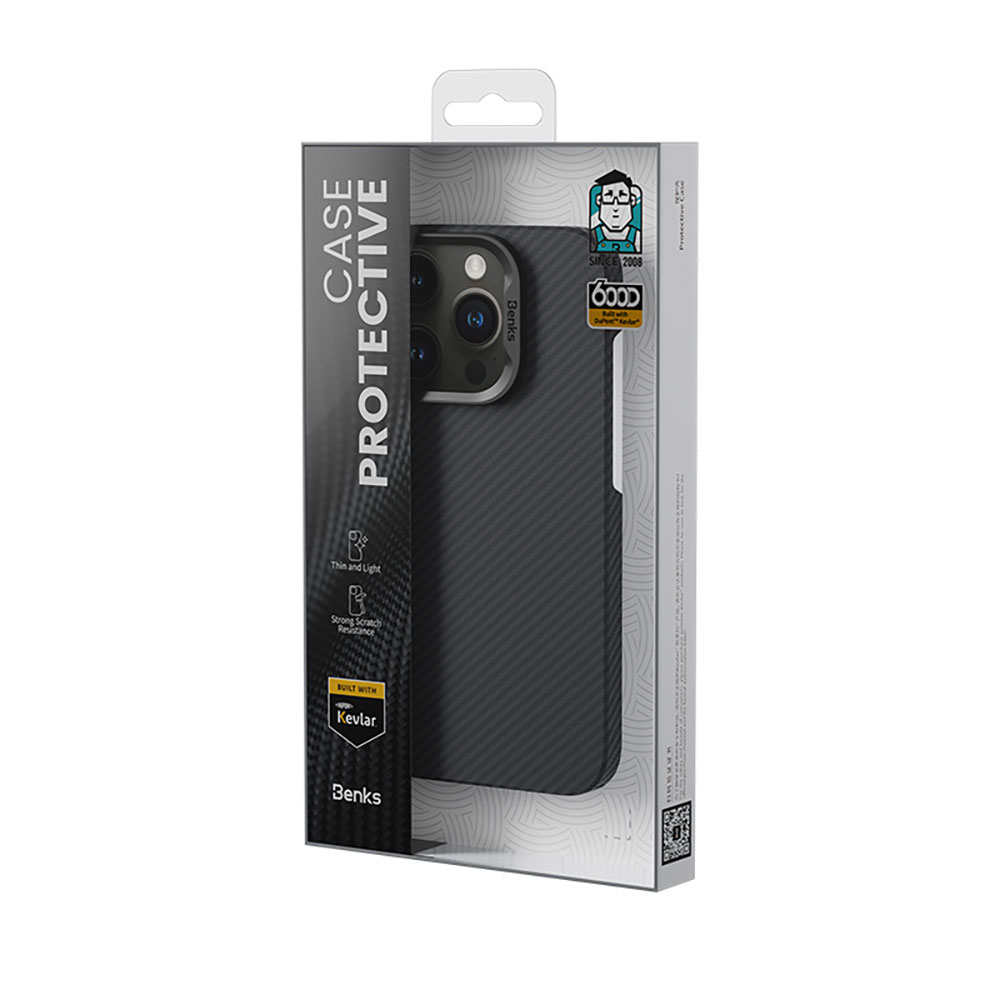 Apple iPhone 15 Pro Max Kılıf M-safe Özellikli Karbon Fiber Benks Essential ArmorAir 600D Kevlar Kapak - Görsel 2