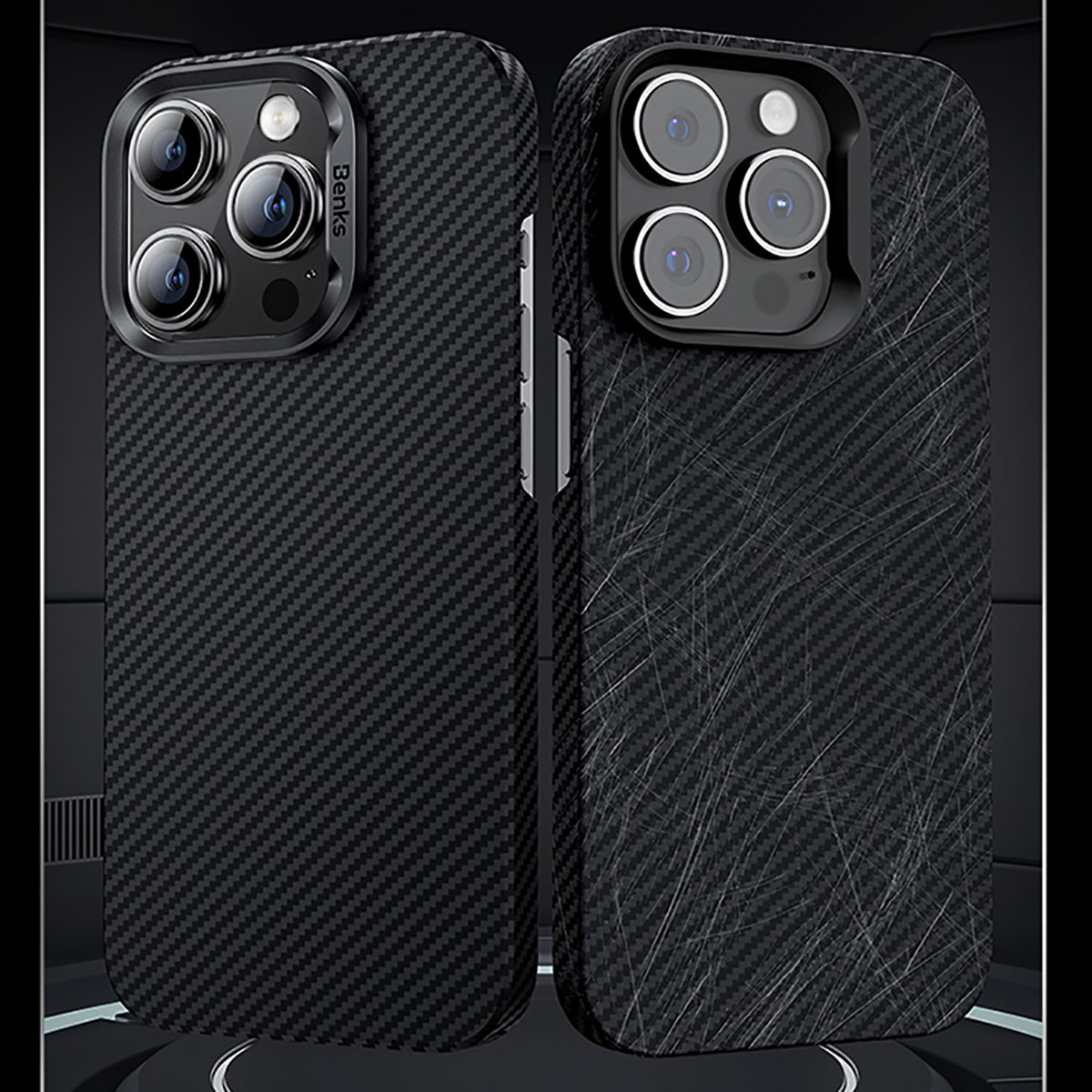 Apple iPhone 15 Pro Max Kılıf M-safe Özellikli Karbon Fiber Benks Essential ArmorAir 600D Kevlar Kapak - Görsel 12