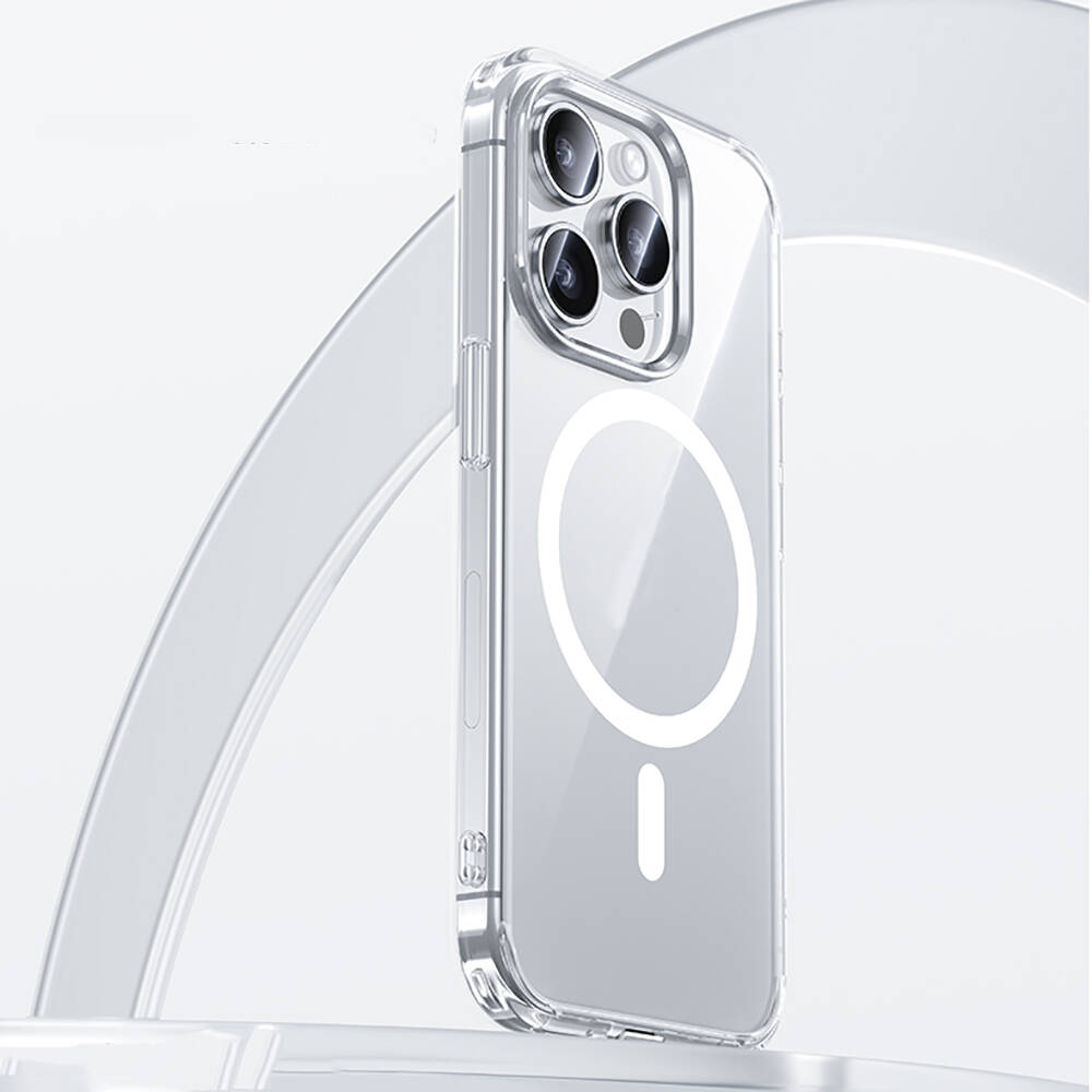 Apple iPhone 15 Pro Max Kılıf M-safe Şarj Özellikli Airbagli Şeffaf Benks LucentPro Serisi Kapak