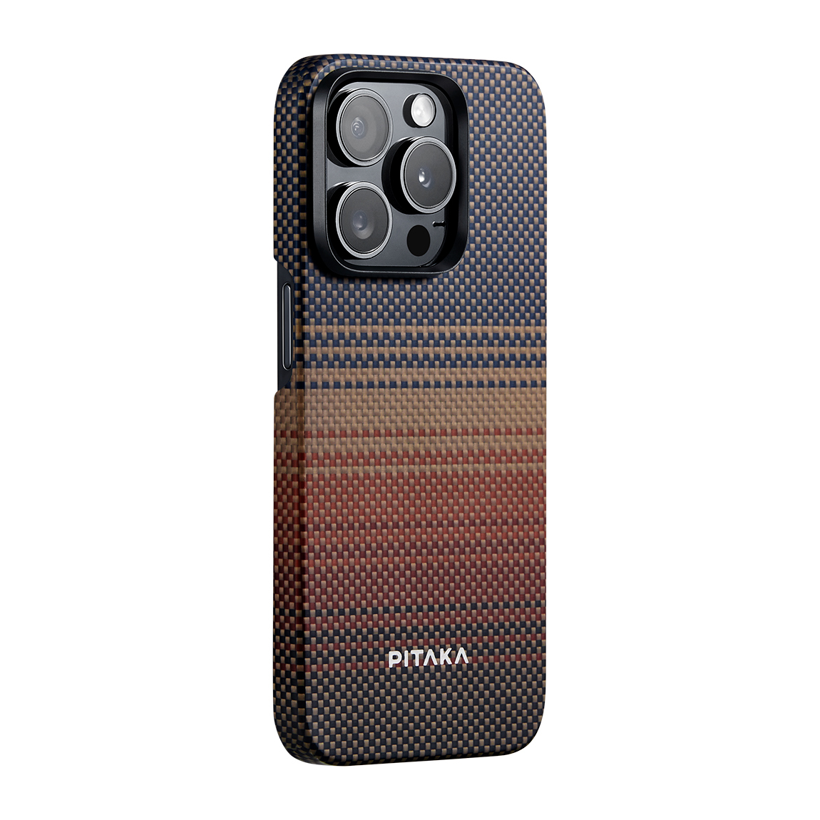Apple iPhone 15 Pro Max Kılıf M-safe Şarj Özellikli Aramid Fiber Pitaka Tactile Woven Sunset-Moonrise Serisi Sunset Kapak
