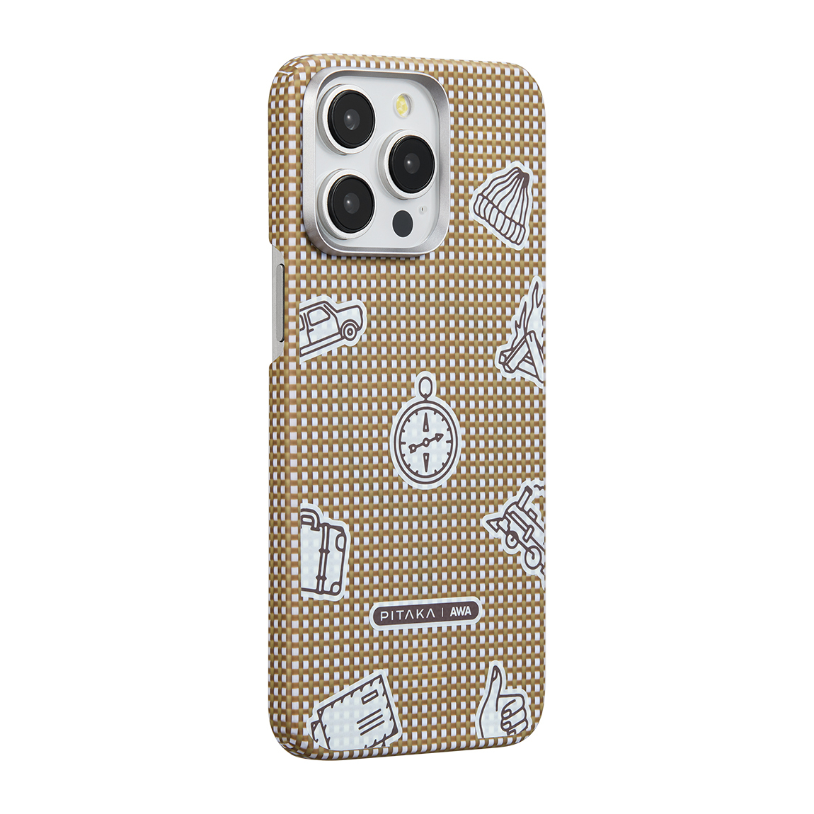 Apple iPhone 15 Pro Max Kılıf M-safe Şarj Özellikli Awa Tasarımlı 1500D Aramid Fiber Pitaka Ultra-Slim Classic Serisi Canyon Kapak