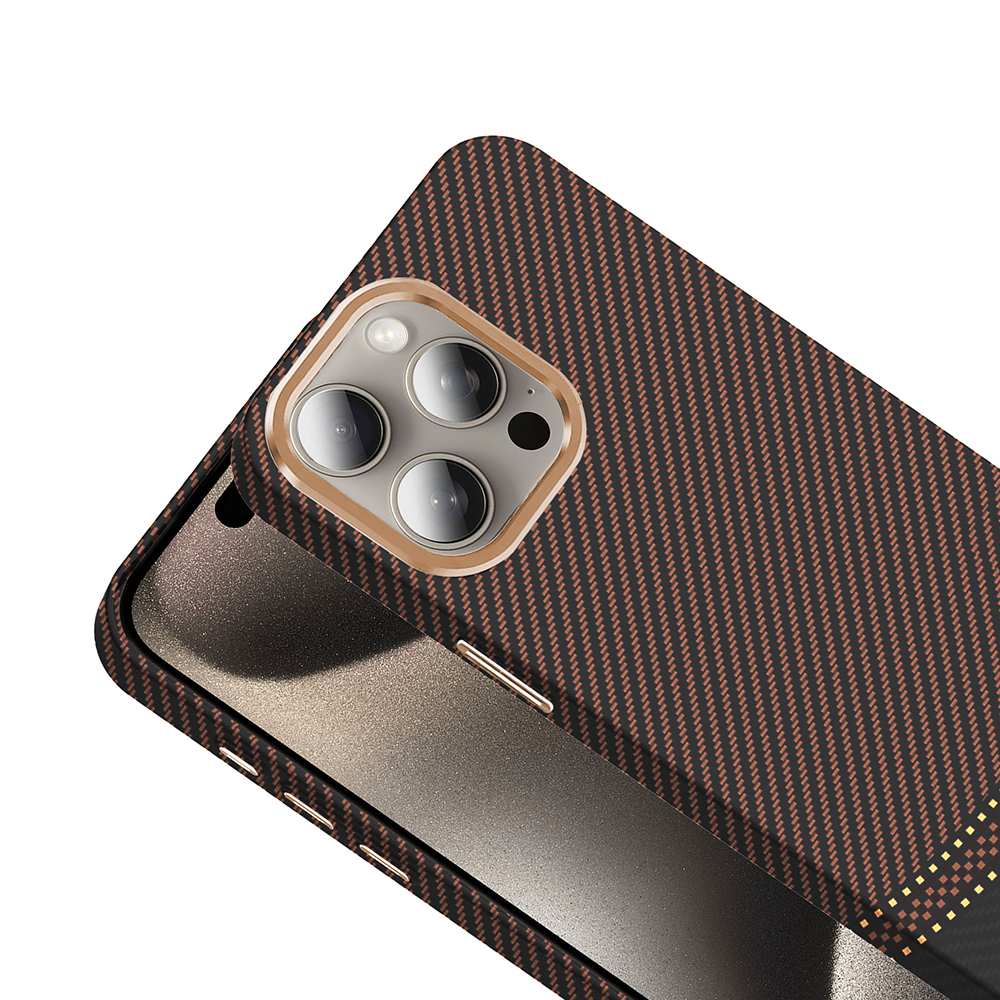 Apple iPhone 15 Pro Max Kılıf M-safe Şarj Özellikli Karbon Fiber Görünümlü Zore Gros Kapak