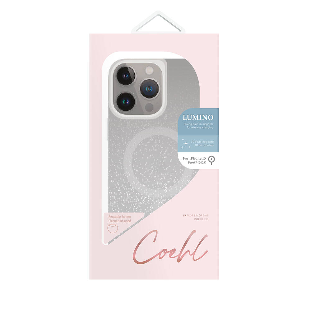 Apple iPhone 15 Pro Max Kılıf M-safe Şarj Özellikli Simli Arka Yüzey Coehl Lumino Kapak