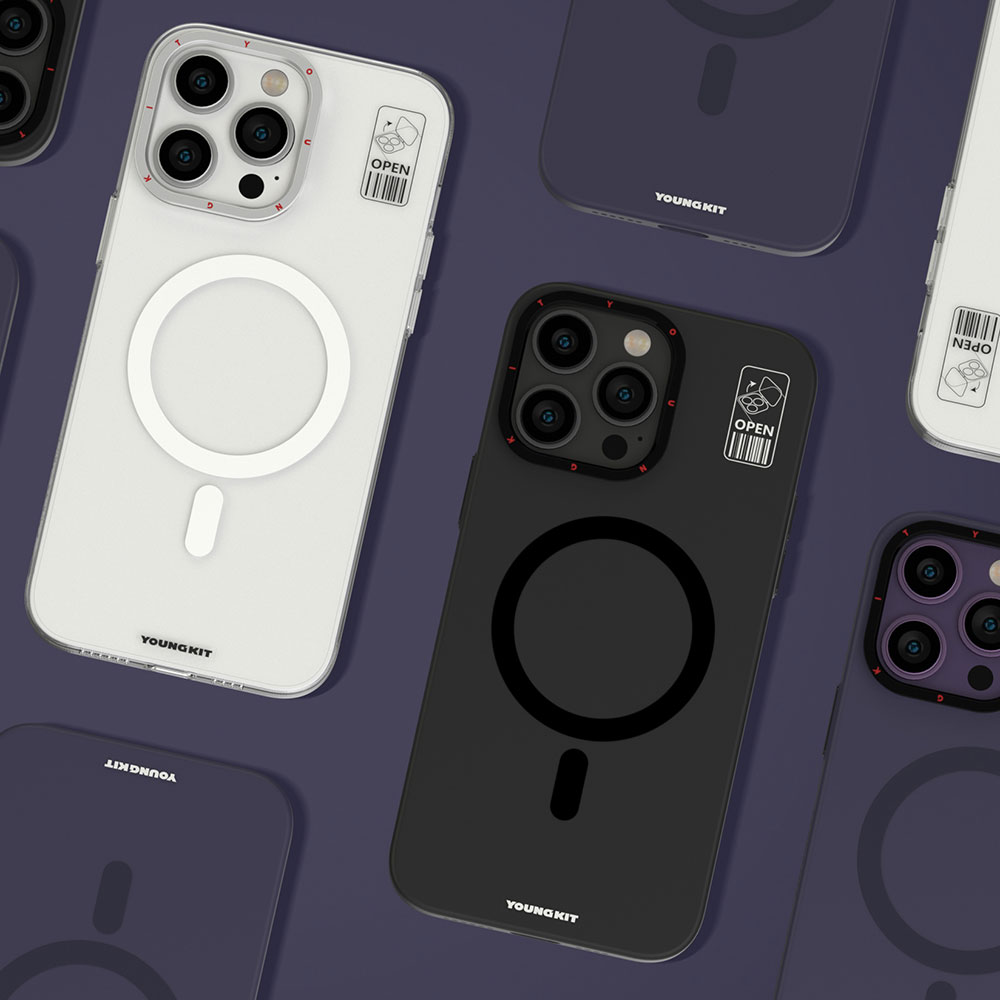 Apple iPhone 15 Pro Max Kılıf M-safe Şarj Özellikli Standlı YoungKit Hermit Bracket Serisi Kapak