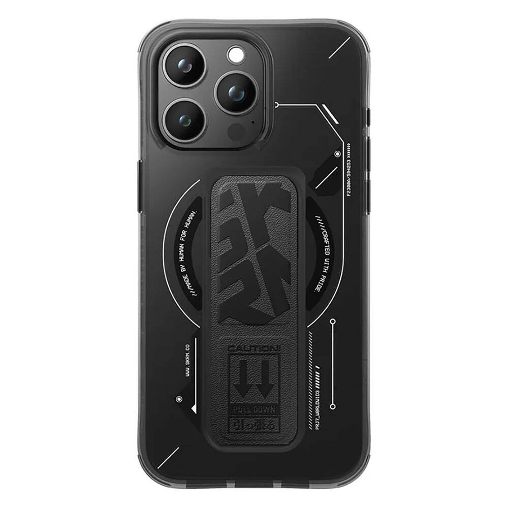 Apple iPhone 15 Pro Max Kılıf M-safe Şarj Özellikli Teknoloji Desenli Standlı Skinarma Helio Kapak