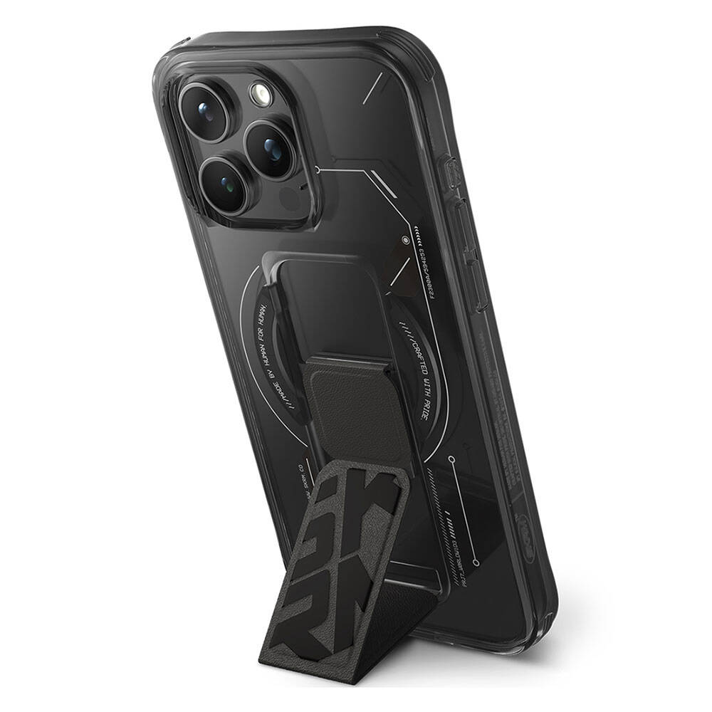 Apple iPhone 15 Pro Max Kılıf M-safe Şarj Özellikli Teknoloji Desenli Standlı Skinarma Helio Kapak