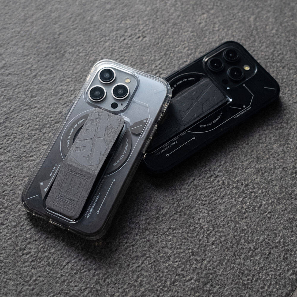 Apple iPhone 15 Pro Max Kılıf M-safe Şarj Özellikli Teknoloji Desenli Standlı Skinarma Helio Kapak