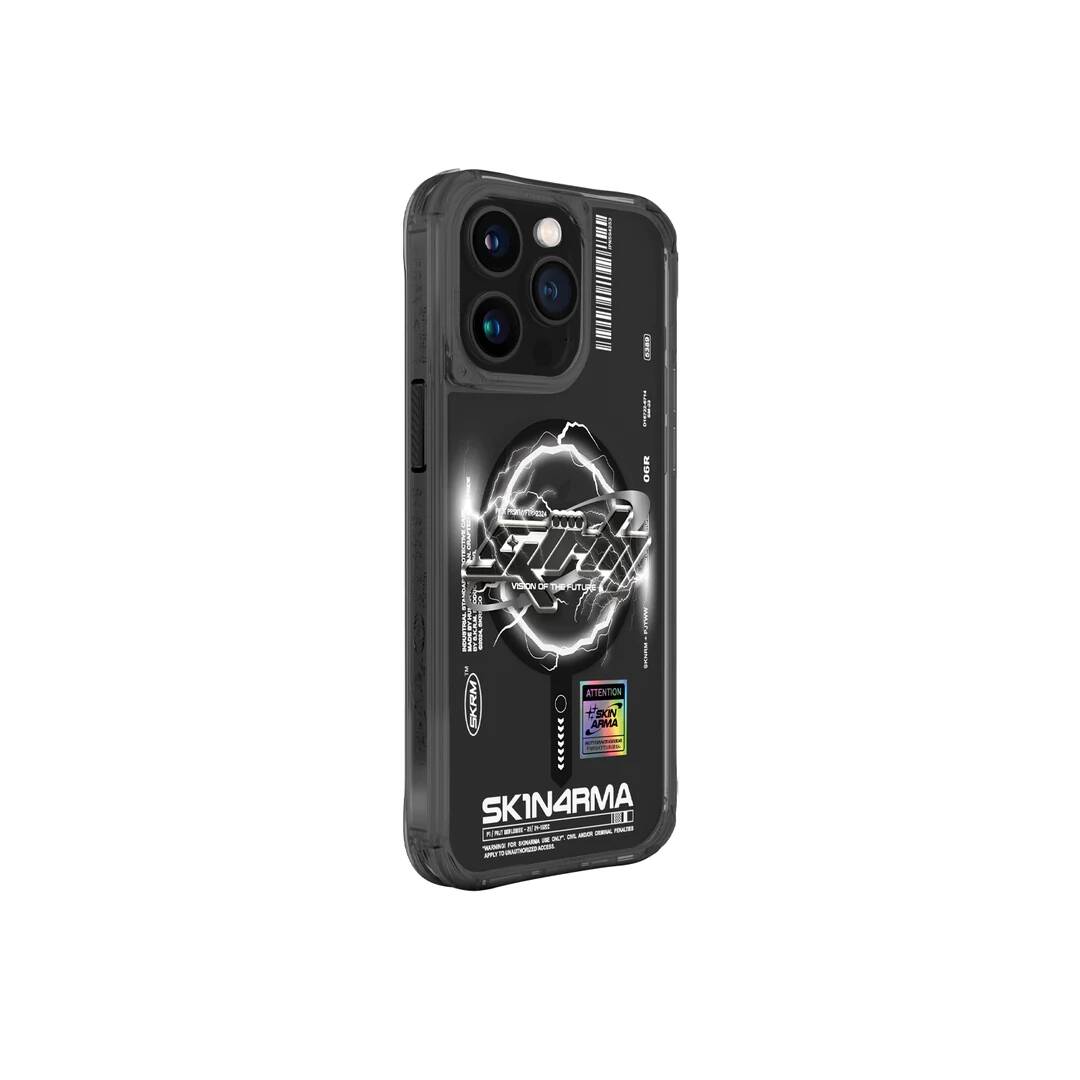 Apple iPhone 15 Pro Max Kılıf M-safe Şarj Özellikli Yazı Desenli SkinArma Bolt Kapak