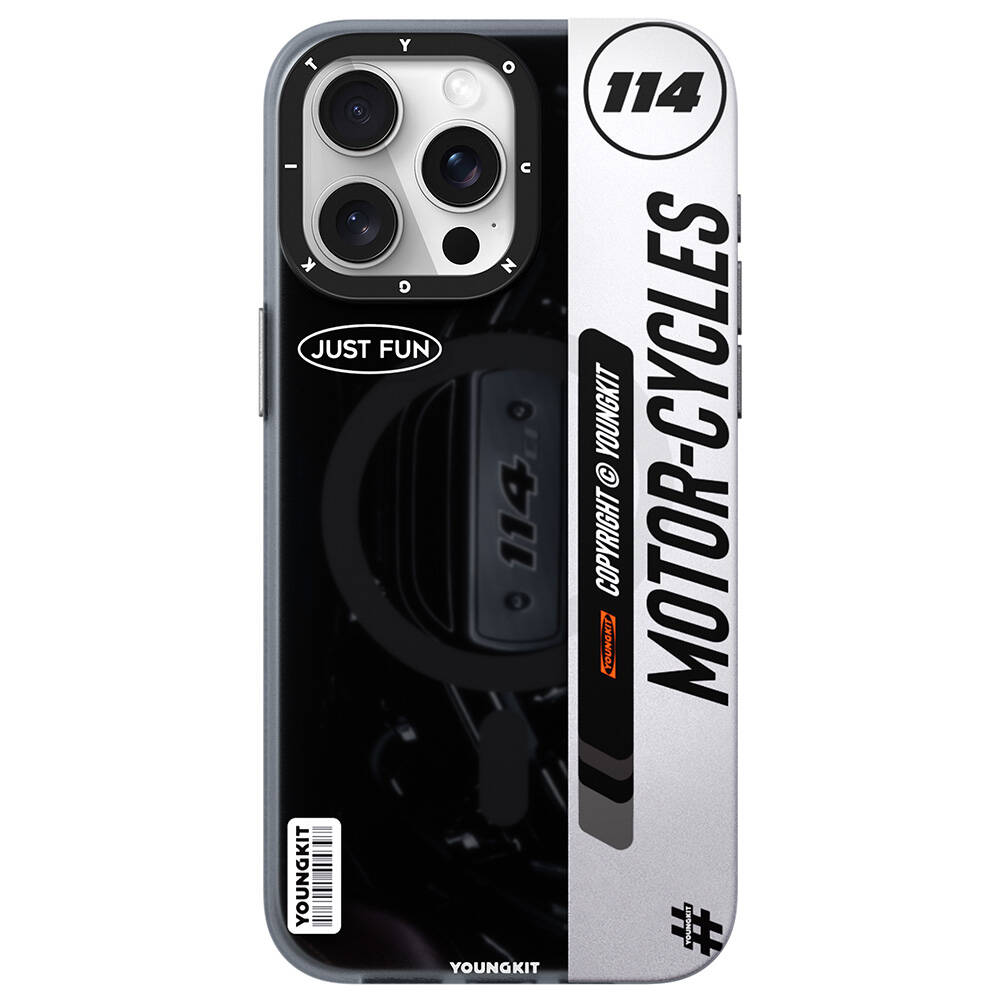 Apple iPhone 15 Pro Max Kılıf M-safe Şarj Özellikli Youngkit Motorcycle Legend Serisi Kapak