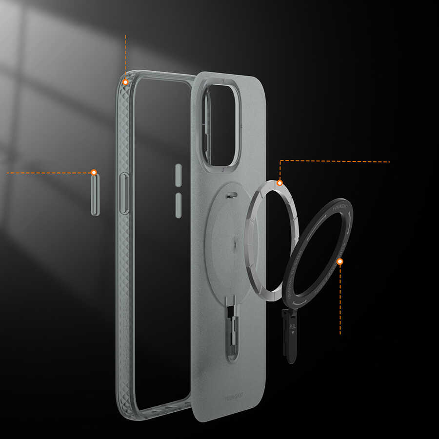 Apple iPhone 15 Pro Max Kılıf M-safe Şarj Özellikli Youngkit Rock Serisi Kapak