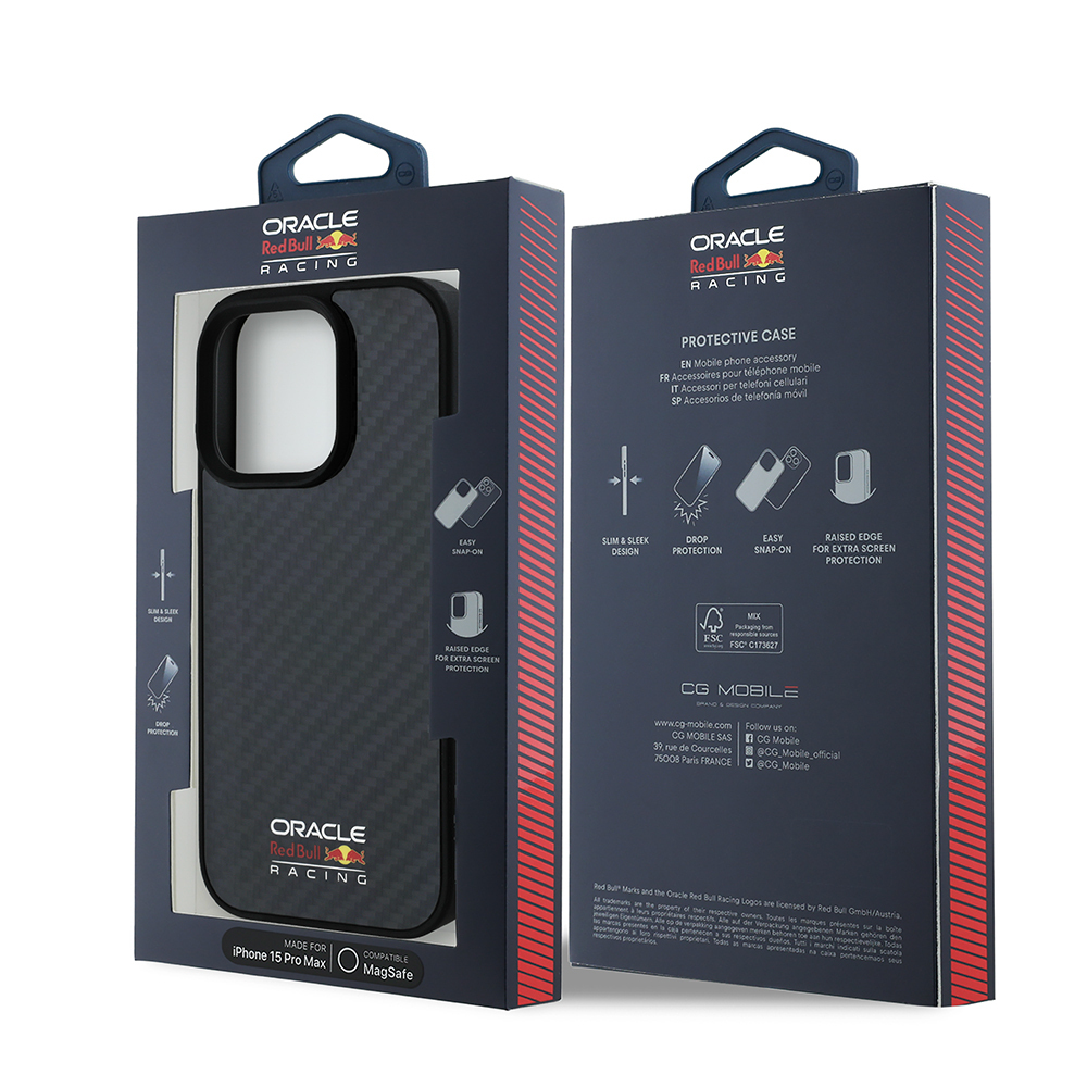 Apple iPhone 15 Pro Max Kılıf Redbull Orjinal Lisanslı M-safe Şarj Özellikli Karbon Fiber Tasarımlı Parlayan Logolu Kapak - Görsel 8