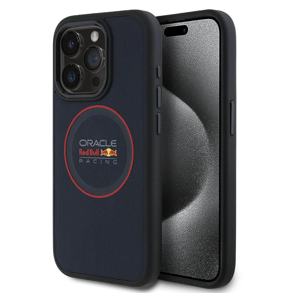 Apple iPhone 15 Pro Max Kılıf Redbull Orjinal Lisanslı M-safe Şarj Özellikli Kırmızı Halka ve Logo Kabartmalı PU Deri Kapak - Görsel 7