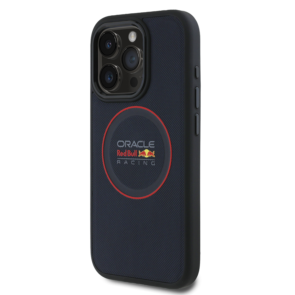 Apple iPhone 15 Pro Max Kılıf Redbull Orjinal Lisanslı M-safe Şarj Özellikli Kırmızı Halka ve Logo Kabartmalı PU Deri Kapak - Görsel 2