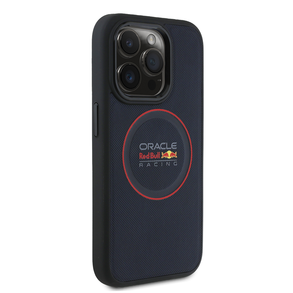 Apple iPhone 15 Pro Max Kılıf Redbull Orjinal Lisanslı M-safe Şarj Özellikli Kırmızı Halka ve Logo Kabartmalı PU Deri Kapak - Görsel 3