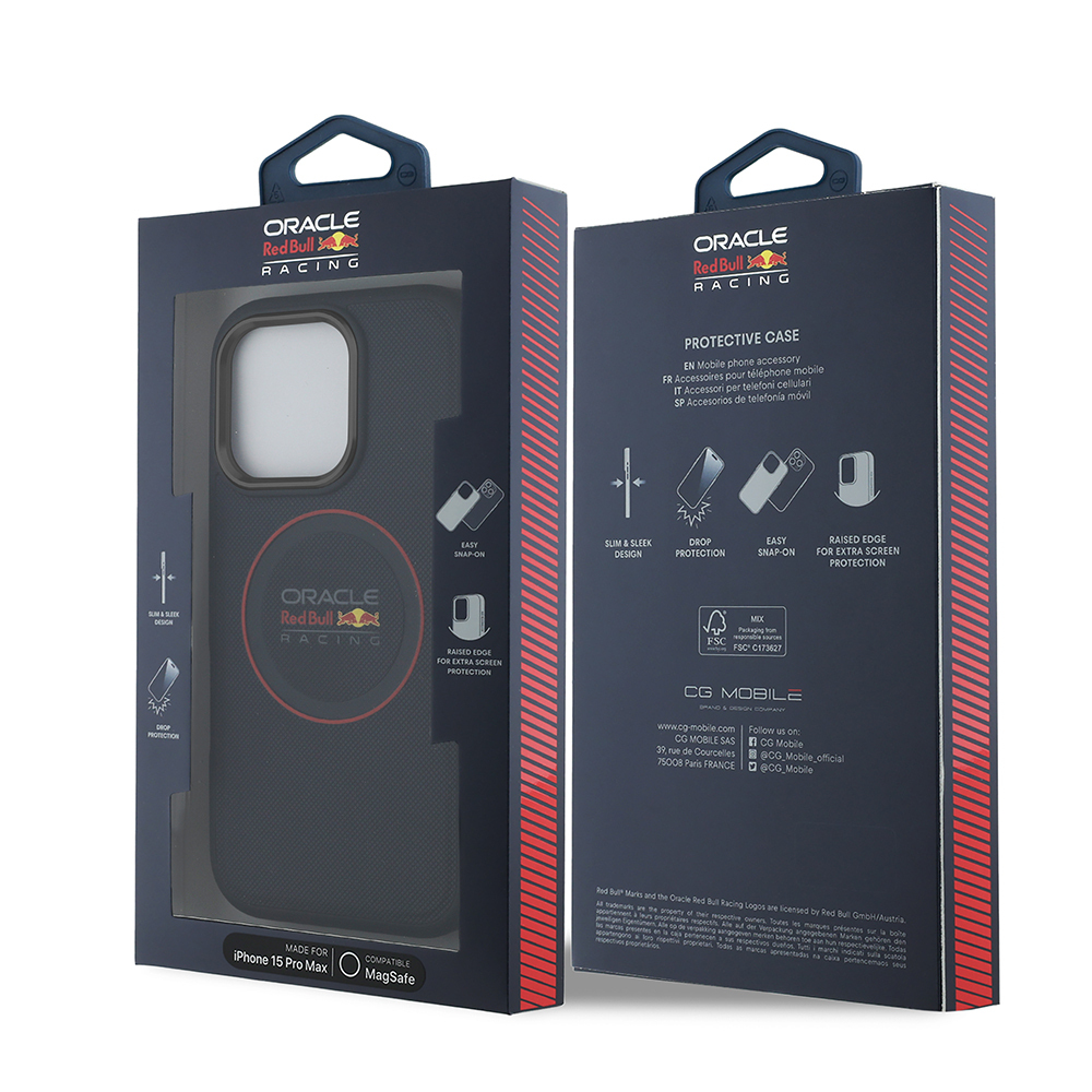 Apple iPhone 15 Pro Max Kılıf Redbull Orjinal Lisanslı M-safe Şarj Özellikli Kırmızı Halka ve Logo Kabartmalı PU Deri Kapak - Görsel 8