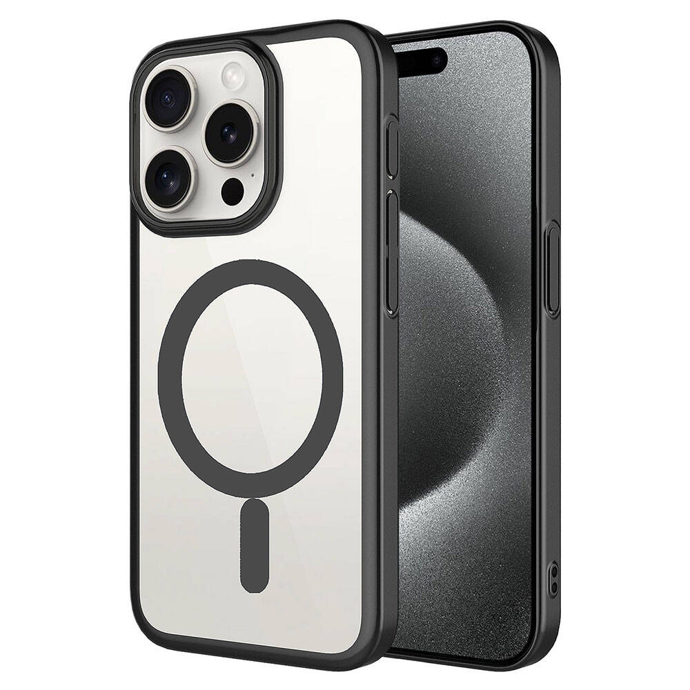 Apple iPhone 15 Pro Max Kılıf Wireless Şarj Özellikli Sert PC Zore Mat Riksos M-safe Kapak