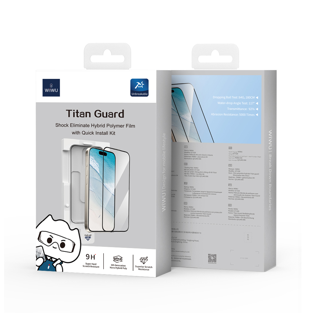 Apple iPhone 15 Wiwu GT-020 Titan Guard Serisi Şok Emici Hibrit Polimer HD Şeffaf Ekran Koruyucu Film + Kolay Uygulama Aparatı - Görsel 3