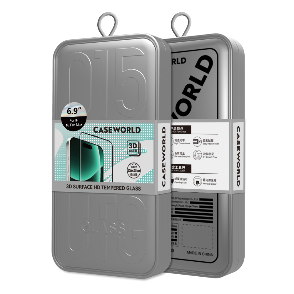 Apple iPhone 16 CaseWorld 0.25mm HD 3D Temperli Cam Ekran Koruyucu + Uygulama Aparatlı