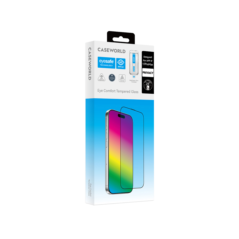 Apple iPhone 16 CaseWorld Applicator Serisi 2.5D Eyesafe Mavi Işık Teknolojili 0.33mm Privacy Temperli Cam Ekran Koruyucu + Uygulama Aparatı - Görsel 6