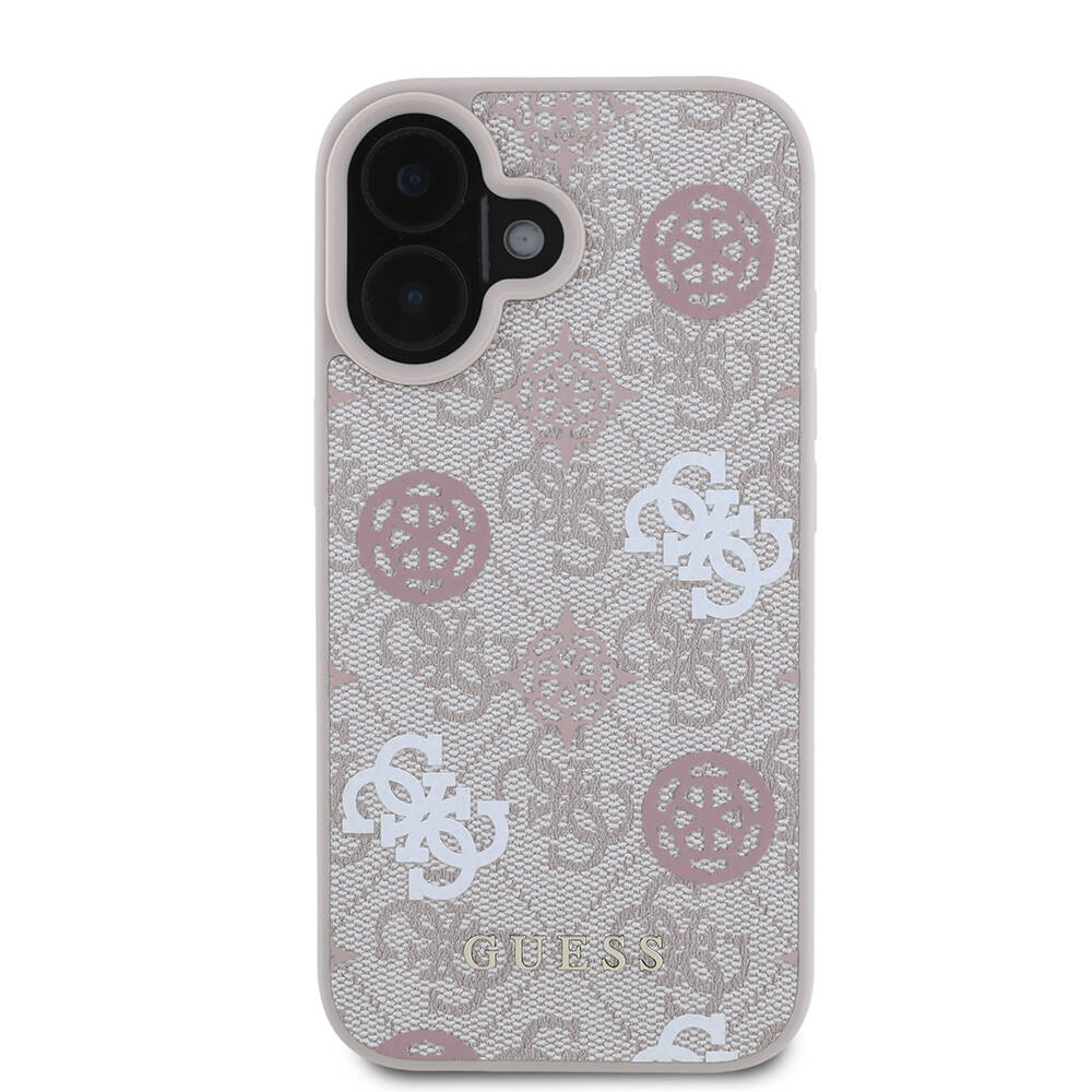 Apple iPhone 16 Kılıf Guess Orjinal Lisanslı M-safe Şarj Özellikli 4G Desenli Yazı Logolu Peony Kapak