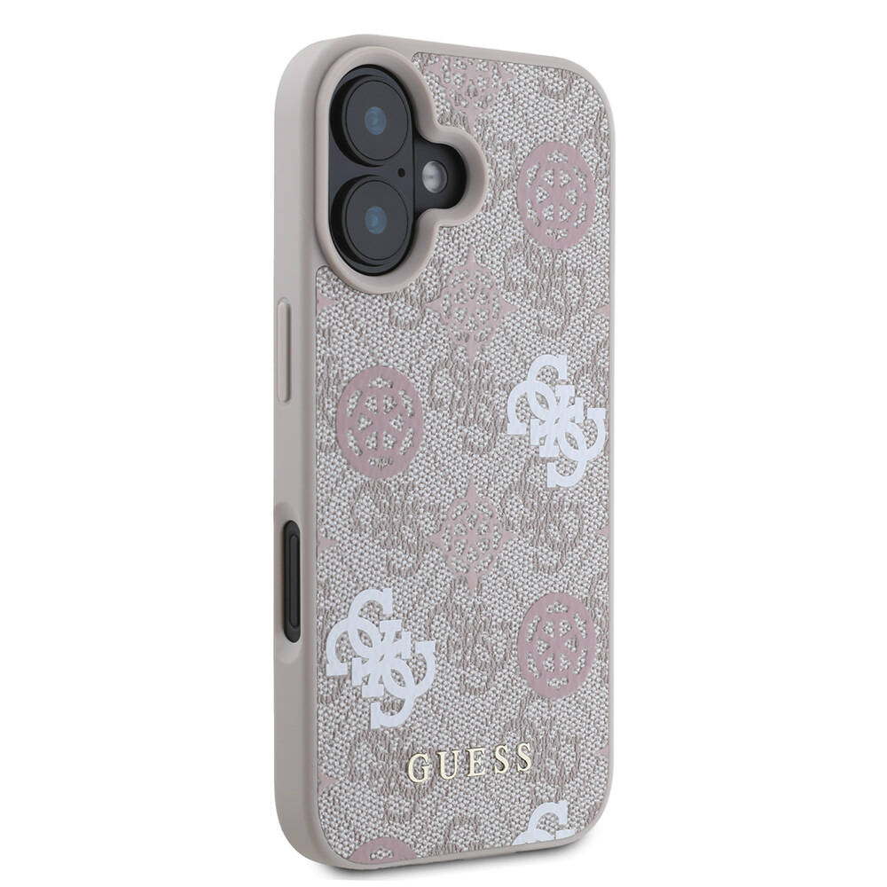 Apple iPhone 16 Kılıf Guess Orjinal Lisanslı M-safe Şarj Özellikli 4G Desenli Yazı Logolu Peony Kapak