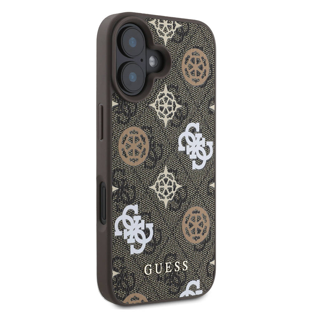 Apple iPhone 16 Kılıf Guess Orjinal Lisanslı M-safe Şarj Özellikli 4G Desenli Yazı Logolu Peony Kapak