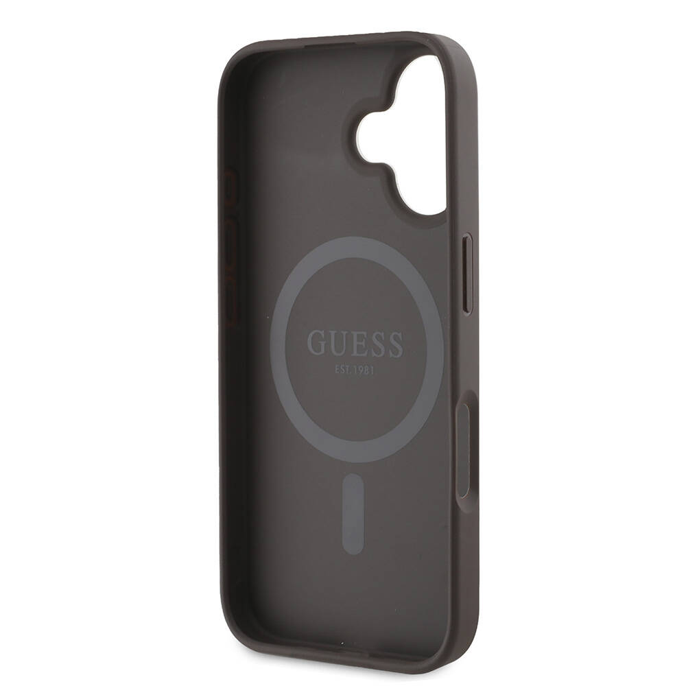 Apple iPhone 16 Kılıf Guess Orjinal Lisanslı M-safe Şarj Özellikli 4G Desenli Yazı Logolu Peony Kapak