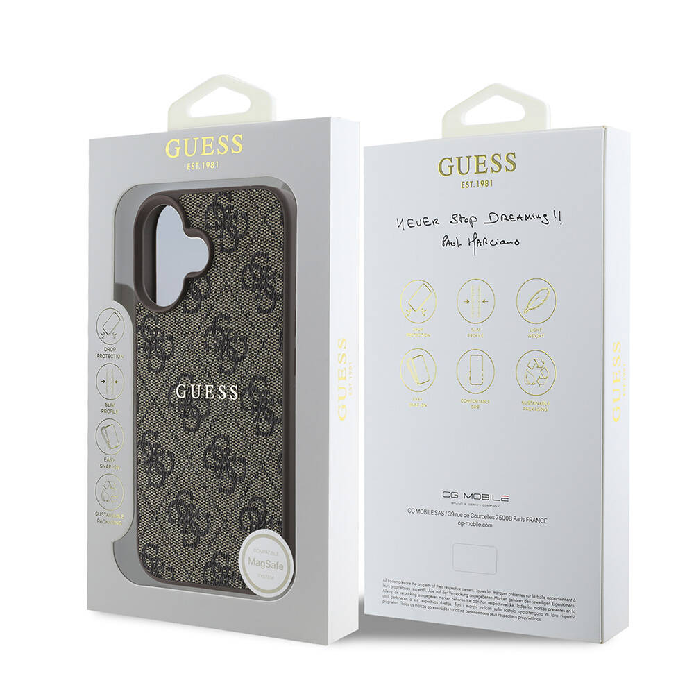 Apple iPhone 16 Kılıf Guess Orjinal Lisanslı M-safe Şarj Özellikli 4G Desenli Yazı Logolu Kapak - Görsel 8