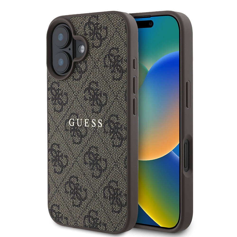 Apple iPhone 16 Kılıf Guess Orjinal Lisanslı M-safe Şarj Özellikli 4G Desenli Yazı Logolu Kapak