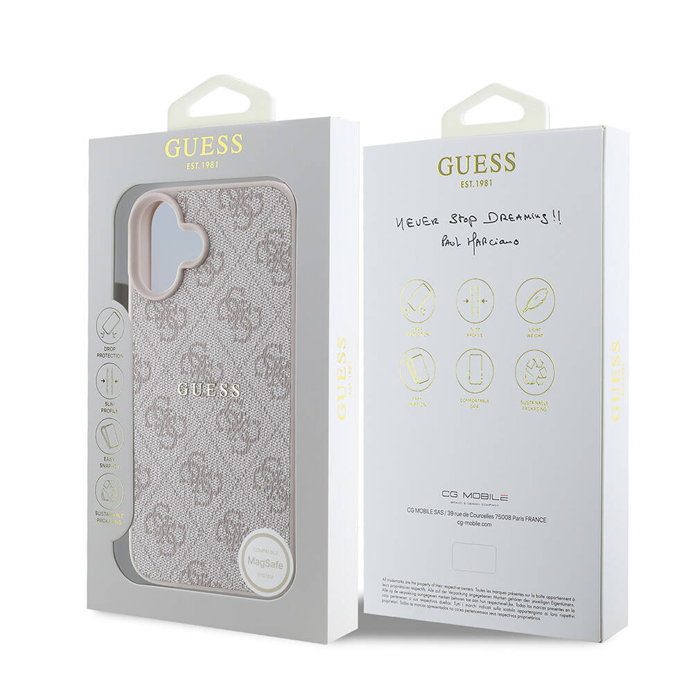 Apple iPhone 16 Kılıf Guess Orjinal Lisanslı M-safe Şarj Özellikli 4G Desenli Yazı Logolu Kapak - Görsel 15