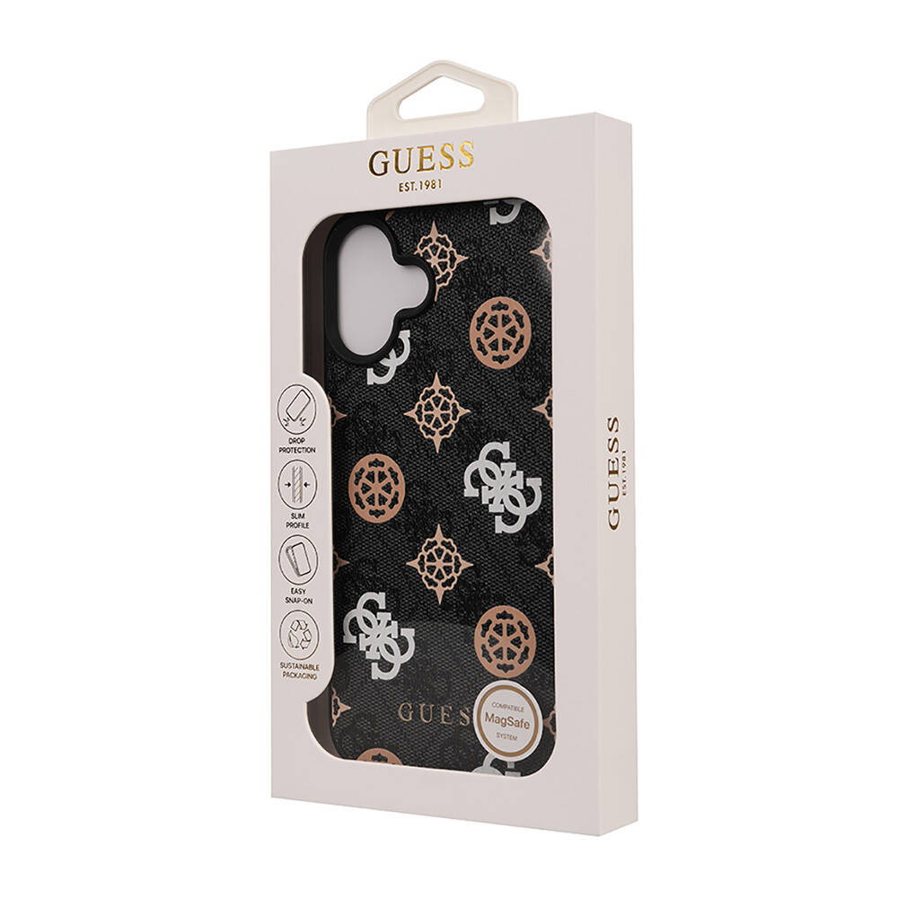 Apple iPhone 16 Kılıf Guess Orjinal Lisanslı M-safe Şarj Özellikli 4G Desenli Yazı Logolu Peony Kapak - Görsel 6
