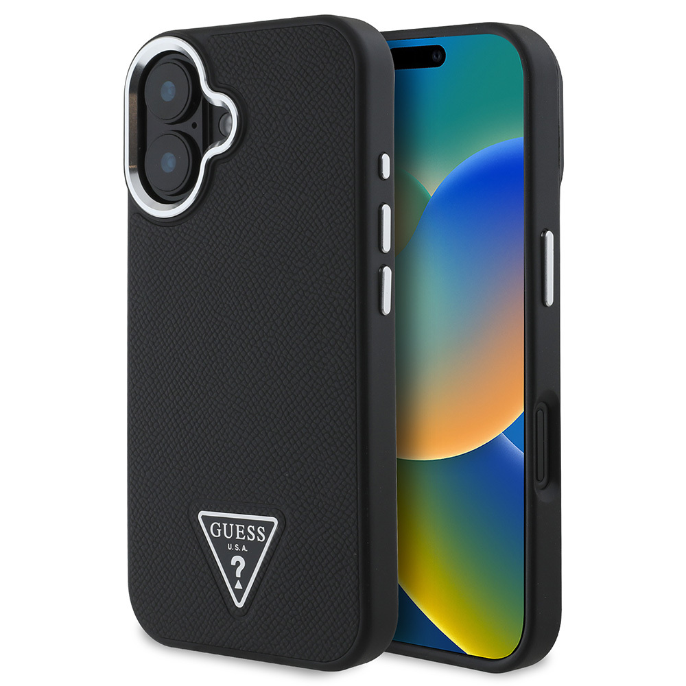 Apple iPhone 16 Kılıf Guess Orjinal Lisanslı M-safe Şarj Özellikli Grained Triangle Kapak