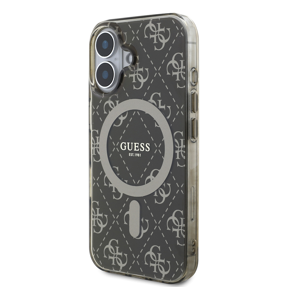 Apple iPhone 16 Kılıf Guess Orjinal Lisanslı M-safe Şarj Özellikli IML Baskılı Klasik Logolu 4G Desenli Kapak