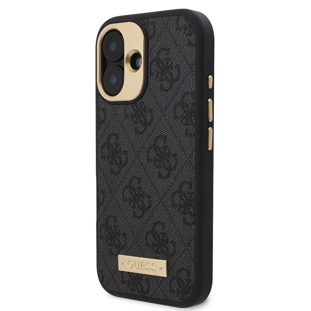 Apple iPhone 16 Kılıf Guess Orjinal Lisanslı M-safe Şarj Özellikli PU 4G Desenli Metal Plaka Klasik Logolu Kapak - Görsel 18