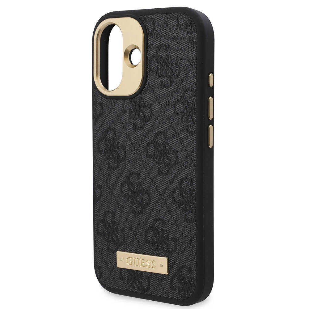 Apple iPhone 16 Kılıf Guess Orjinal Lisanslı M-safe Şarj Özellikli PU 4G Desenli Metal Plaka Klasik Logolu Kapak - Görsel 22