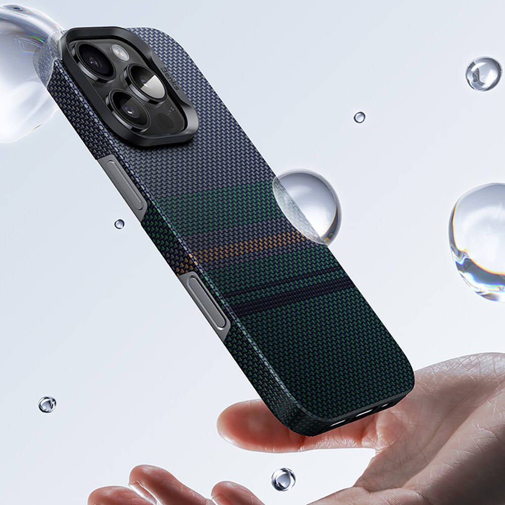 Apple iPhone 16 Kılıf M-safe Şarj Özellikli Karbon Fiber Tasarımlı Benks Aurora ArmorAir Kevlar Kapak